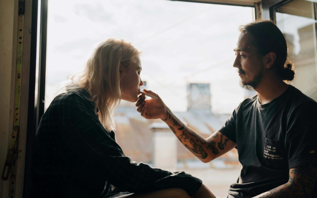 couple smoking together